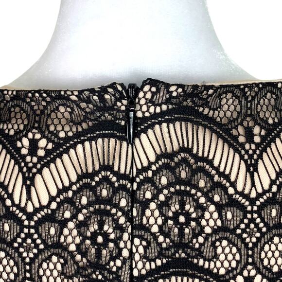 Sangria Women's 14 Black Lace Pink Lined Midi Bodycon Sheath Dress NWT - Picture 7 of 16